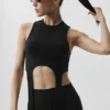 Koszulka bez rękawów Wellness Rib Flaunt – czarna