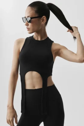 Koszulka bez rękawów Wellness Rib Flaunt – czarna