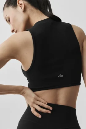 Koszulka bez rękawów Wellness Rib Flaunt – czarna