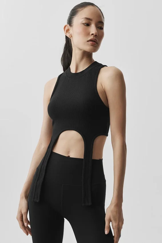 Koszulka bez rękawów Wellness Rib Flaunt – czarna