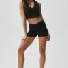 Koszulka bez rękawów z biustonoszem Alosoft Affection z dekoltem w serek – Black