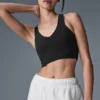 Koszulka bez rękawów z wbudowanym biustonoszem „Airbrush Real Bra” – czarna