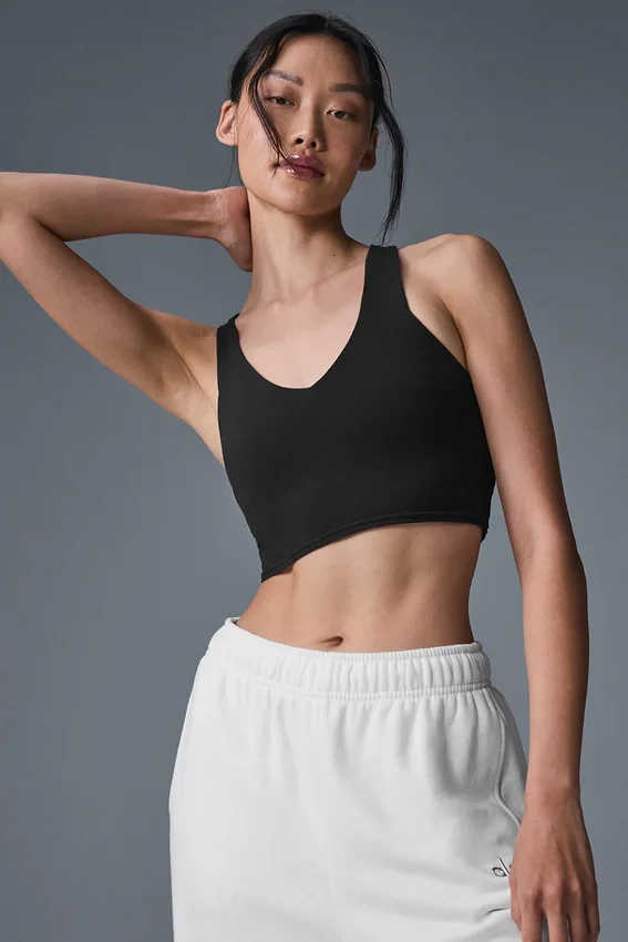 Koszulka bez rękawów z wbudowanym biustonoszem „Airbrush Real Bra” – czarna