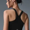 Koszulka bez rękawów z wbudowanym biustonoszem „Airbrush Real Bra” – czarna