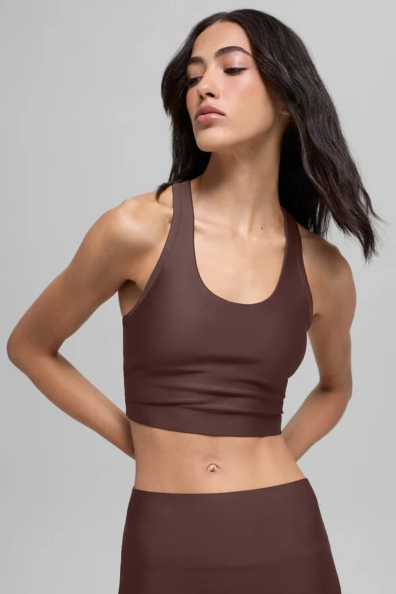 Koszulka bez rękawów z wbudowanym biustonoszem Airlift Super Sleek – kolor Brownstone