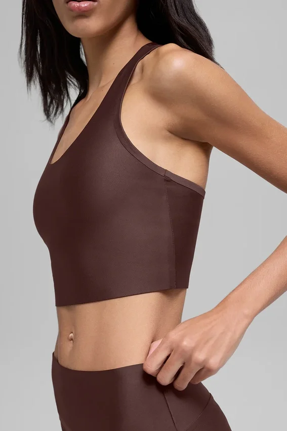 Koszulka bez rękawów z wbudowanym biustonoszem Airlift Super Sleek – kolor Brownstone