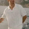Koszulka polo z krótkim rękawem Coastline Knit – kolor kości słoniowej