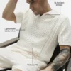 Koszulka polo z krótkim rękawem Coastline Knit – kolor kości słoniowej
