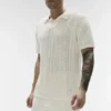 Koszulka polo z krótkim rękawem Coastline Knit – kolor kości słoniowej
