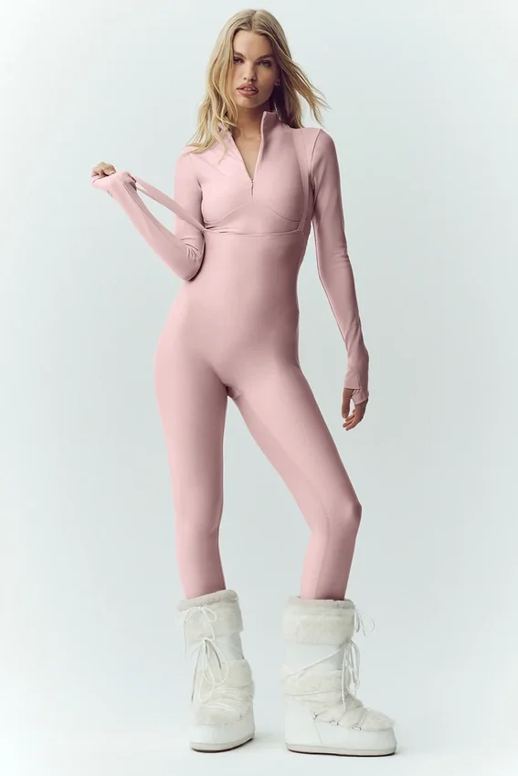 Koszulka z długim rękawem Airlift Winter Warm Ski Time – różowy szampan