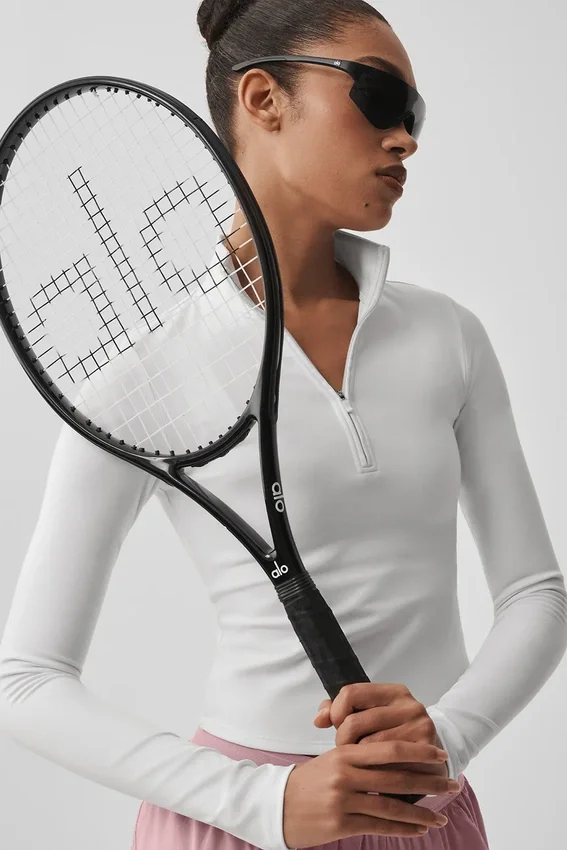 Koszulka z długim rękawem Alo Softsculpt Precision z zamkiem 1/4 – biała