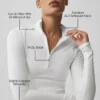 Koszulka z długim rękawem Alo Softsculpt Precision z zamkiem 1/4 – biała