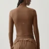 Koszulka z długim rękawem Alo Softsculpt Precision z zamkiem 1/4 – brązowa „Sun Kissed”