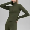 Koszulka z długim rękawem Alo Softsculpt Precision z zamkiem 1/4 – zielono-oliwkowa