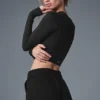 Koszulka z długim rękawem Alosoft Crop Finesse – czarna