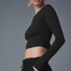 Koszulka z długim rękawem Alosoft Crop Finesse – czarna