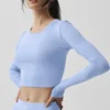 Koszulka z długim rękawem Alosoft Crop Finesse – jasnoniebieski