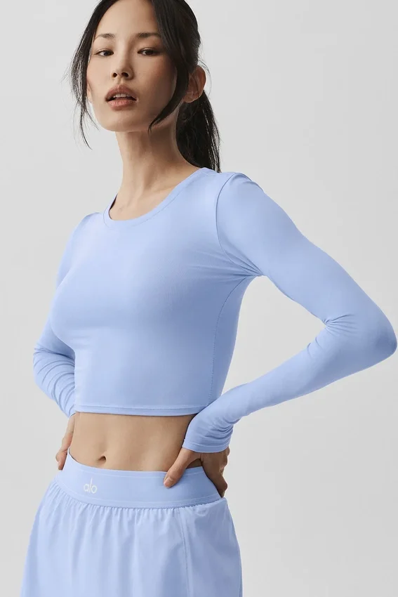 Koszulka z długim rękawem Alosoft Crop Finesse – jasnoniebieski