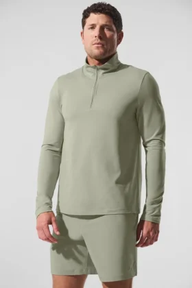 Koszulka z długim rękawem Conquer 1/4 Zip Reform – Limestone