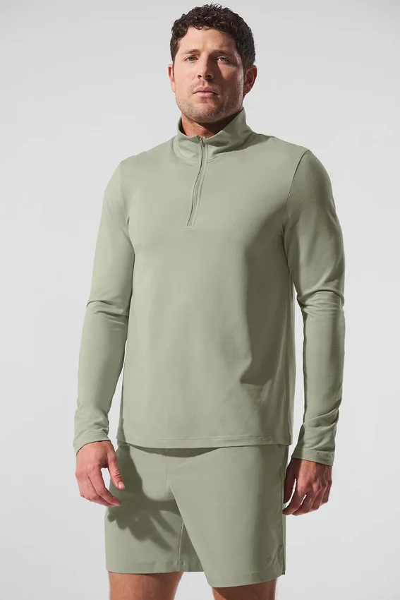 Koszulka z długim rękawem Conquer 1/4 Zip Reform – Limestone