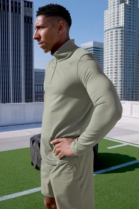 Koszulka z długim rękawem Conquer 1/4 Zip Reform – Limestone