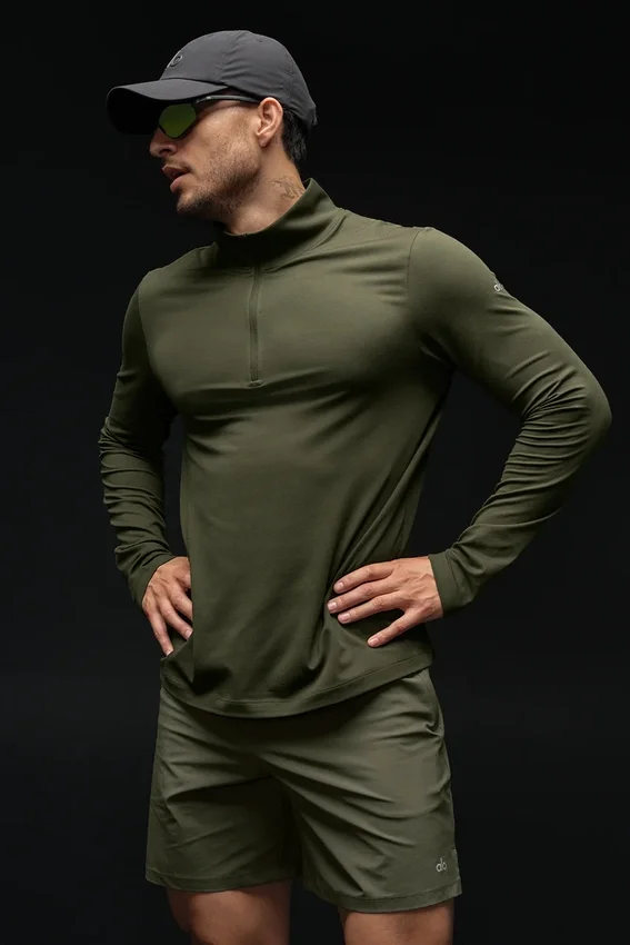Koszulka z długim rękawem Conquer 1/4 Zip Reform – zielono-oliwkowa