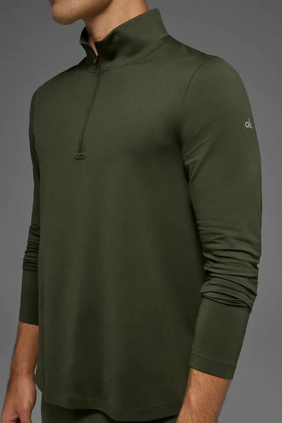 Koszulka z długim rękawem Conquer 1/4 Zip Reform – zielono-oliwkowa