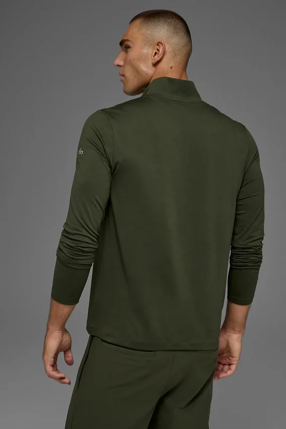 Koszulka z długim rękawem Conquer 1/4 Zip Reform – zielono-oliwkowa