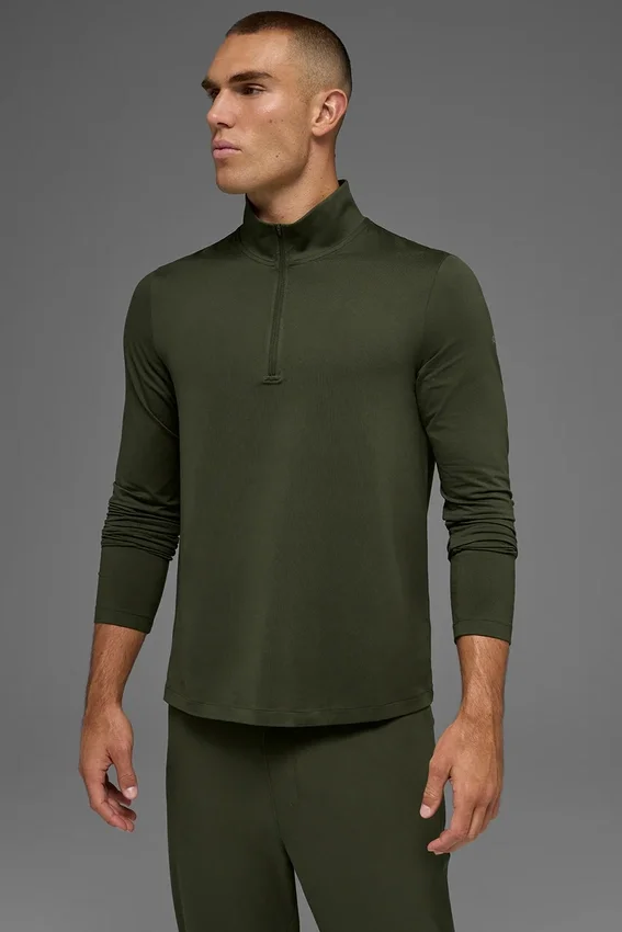 Koszulka z długim rękawem Conquer 1/4 Zip Reform – zielono-oliwkowa