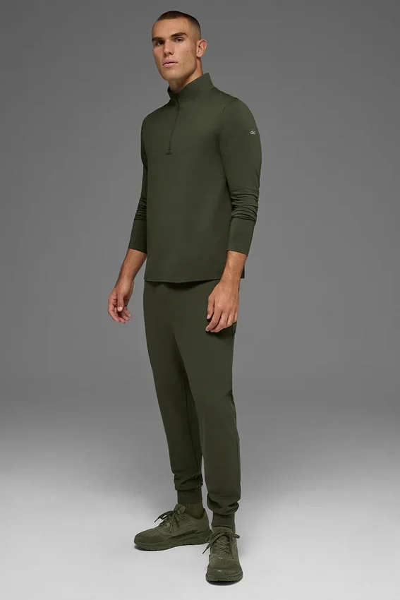 Koszulka z długim rękawem Conquer 1/4 Zip Reform – zielono-oliwkowa