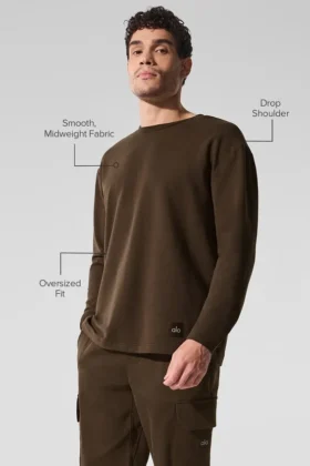 Koszulka z długim rękawem Double Take – kolor espresso