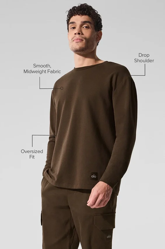 Koszulka z długim rękawem Double Take – kolor espresso
