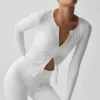 Koszulka z długim rękawem Ribbed Stardust – biała