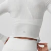 Koszulka z długim rękawem Ribbed Stardust – biała