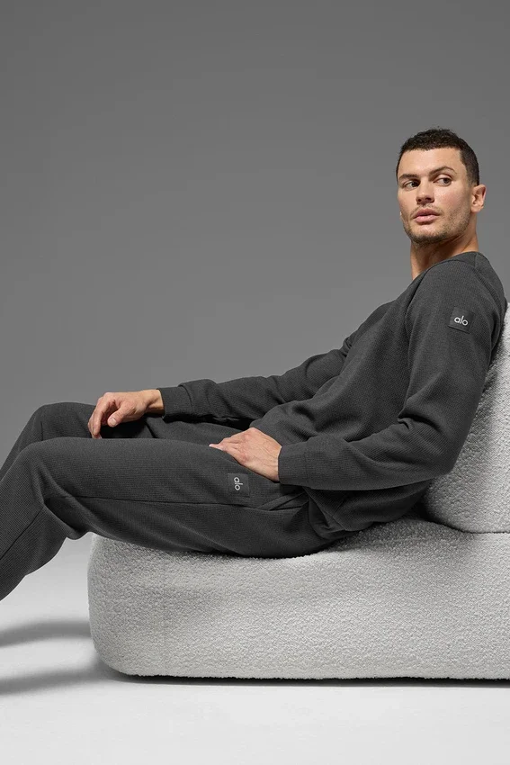 Koszulka z długim rękawem Waffle Lounge – Anthracite