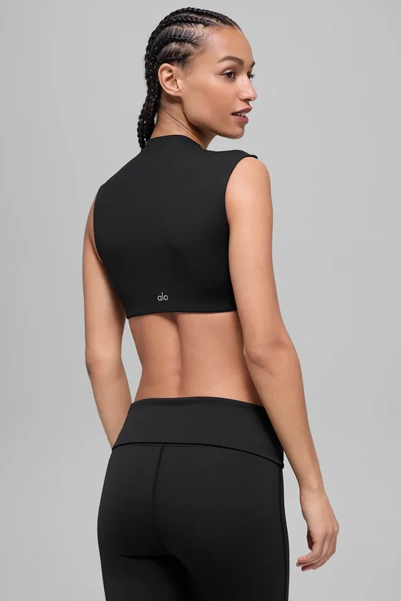 Koszulka z krótkim rękawem Alo Softsculpt Capped out – czarna