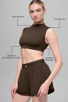 Koszulka z krótkim rękawem Alo Softsculpt Capped out – Espresso