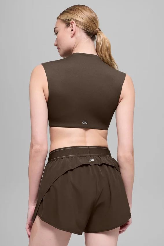 Koszulka z krótkim rękawem Alo Softsculpt Capped out – Espresso