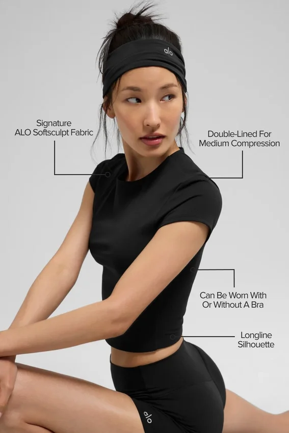 Koszulka z krótkim rękawem Alo Softsculpt Precision – czarna