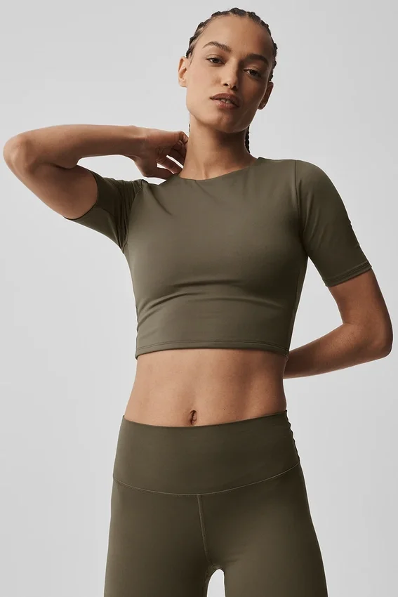 Koszulka z krótkim rękawem Alo Softsculpt Precision – Olive Tree