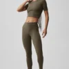 Koszulka z krótkim rękawem Alo Softsculpt Precision – Olive Tree