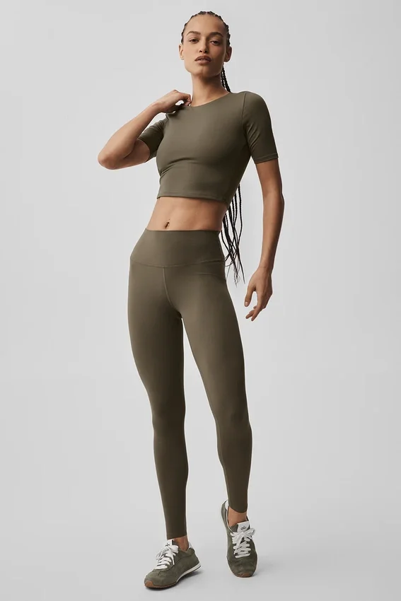 Koszulka z krótkim rękawem Alo Softsculpt Precision – Olive Tree