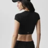 Koszulka z krótkim rękawem Alosoft Crop Finesse – czarna