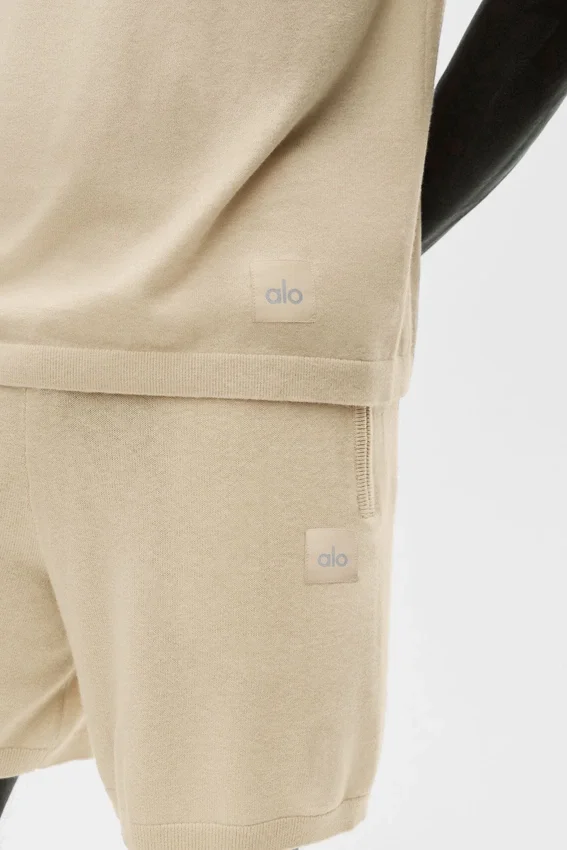 Koszulka z krótkim rękawem z bawełny i kaszmiru Ever Soft – Sandy Beige