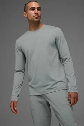 Koszulka z okrągłym dekoltem i długim rękawem Conquer Reform – Lunar Grey