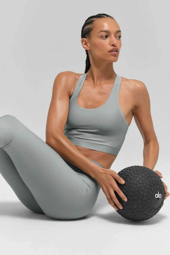 Koszulka z wbudowanym biustonoszem Airlift Super Sleek – Lunar Grey