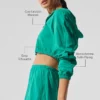 Krótka bluza z kapturem i zamkiem na całej długości „Breezy” – Spruce Green