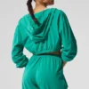Krótka bluza z kapturem i zamkiem na całej długości „Breezy” – Spruce Green
