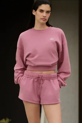 Krótka bluza z okrągłym dekoltem Accolade – kolor „Pink Wild Rose”