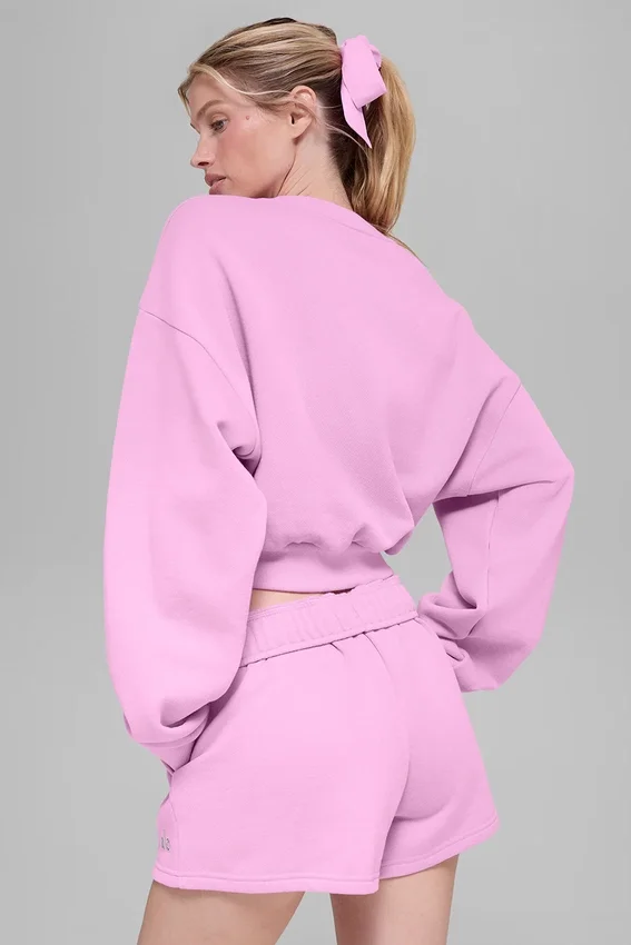 Krótka bluza z okrągłym dekoltem Accolade – różowy „Candy Heart”
